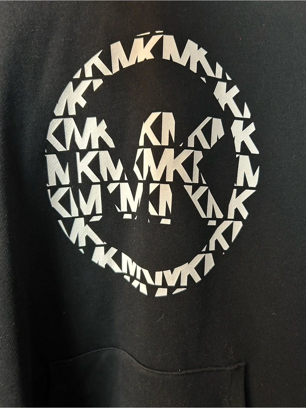 Michael Kors Men’s Black Hooded Sweatshirt with Ivory MK Circle Logo